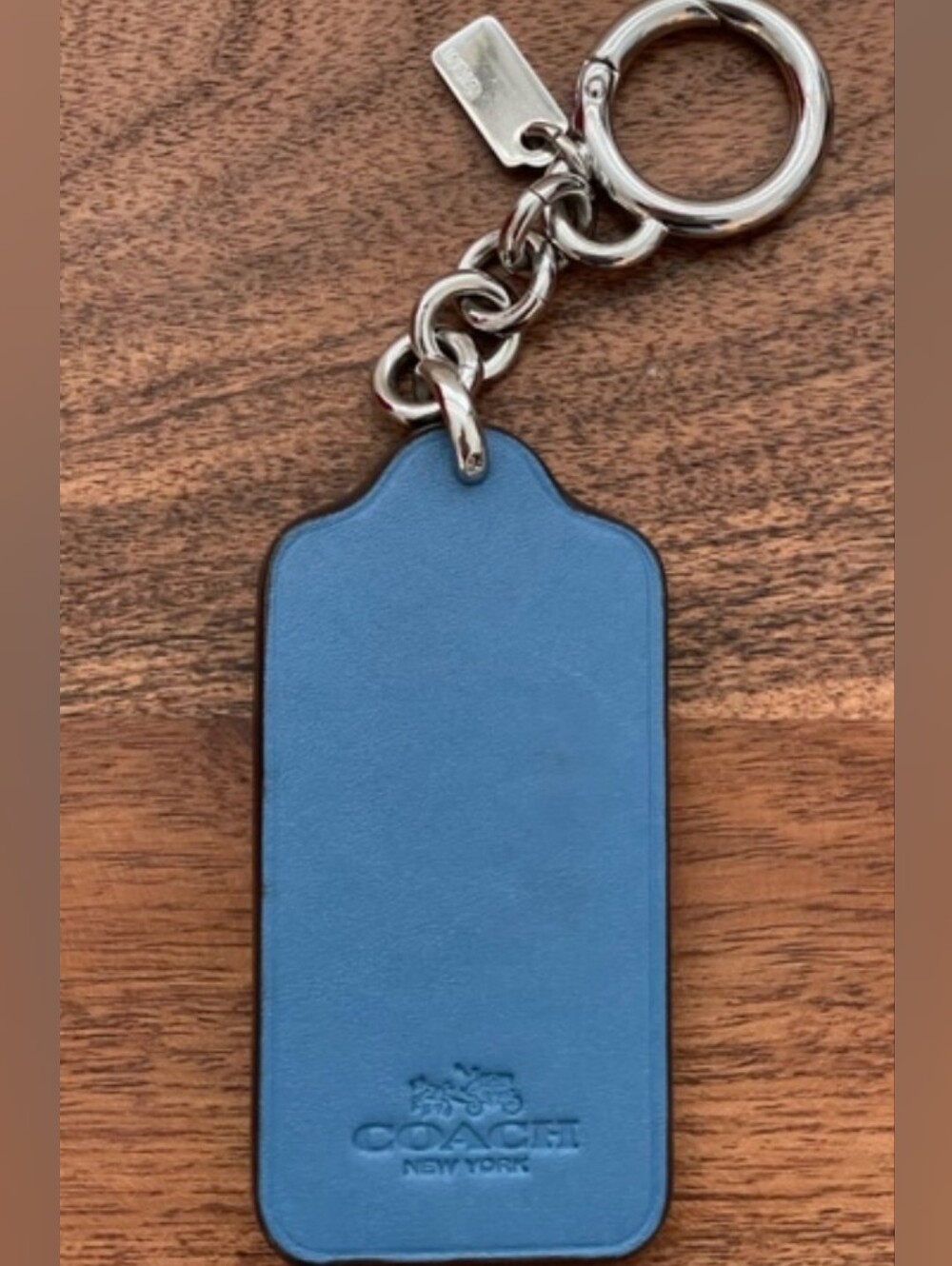 Coach 6" Western Collection Leather Hang Tag Keychain with Turquoise Accent - Picture 3 of 4